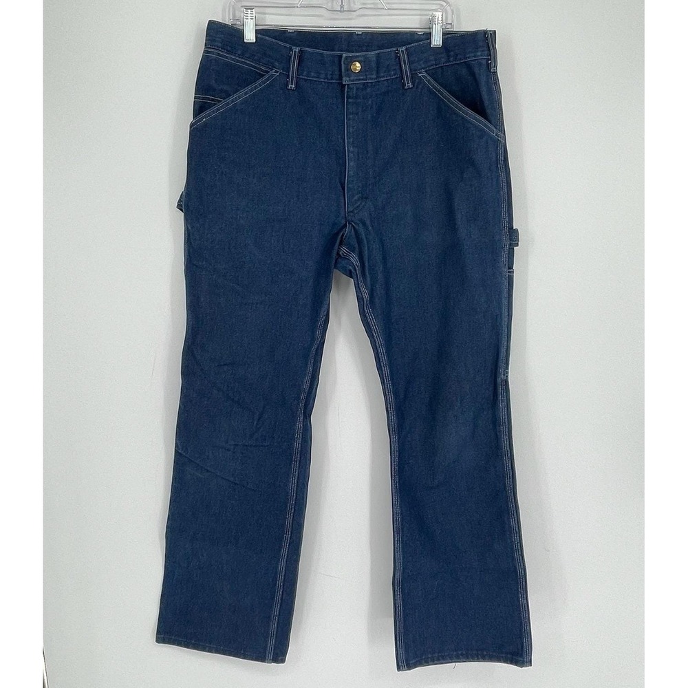 Toughskins Men's Vintage 90s Blue Utility Carpenter Workwear Denim Jeans 36x30